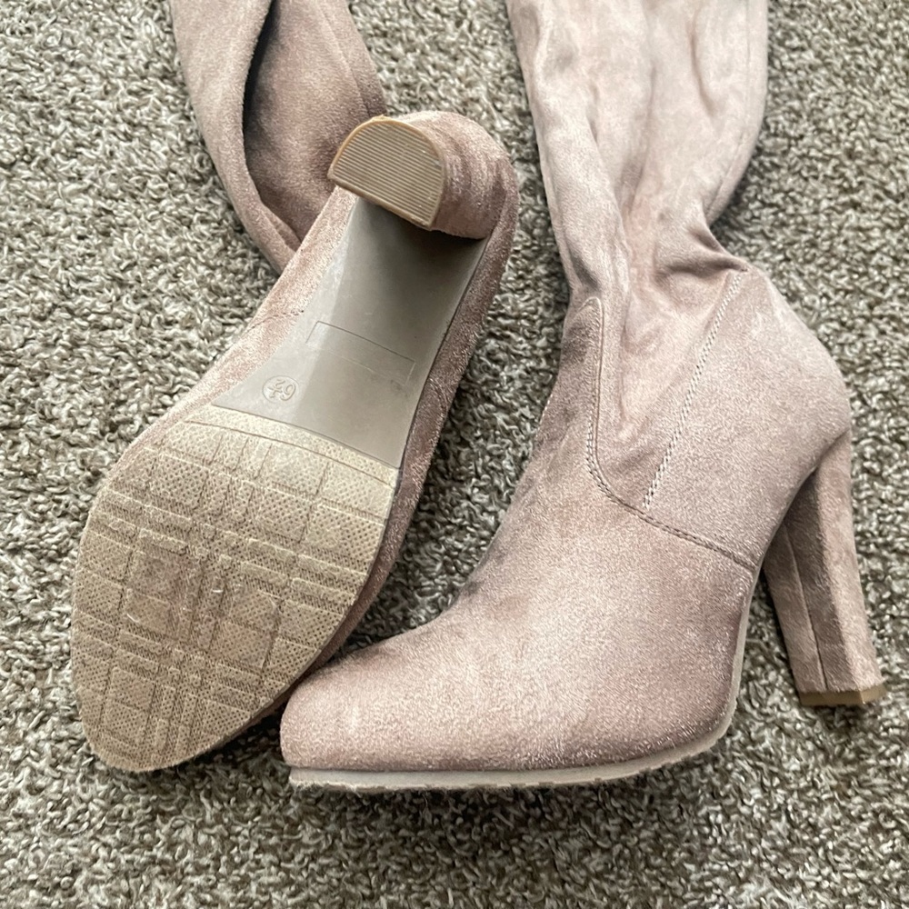 Taupe Knee high tie boots